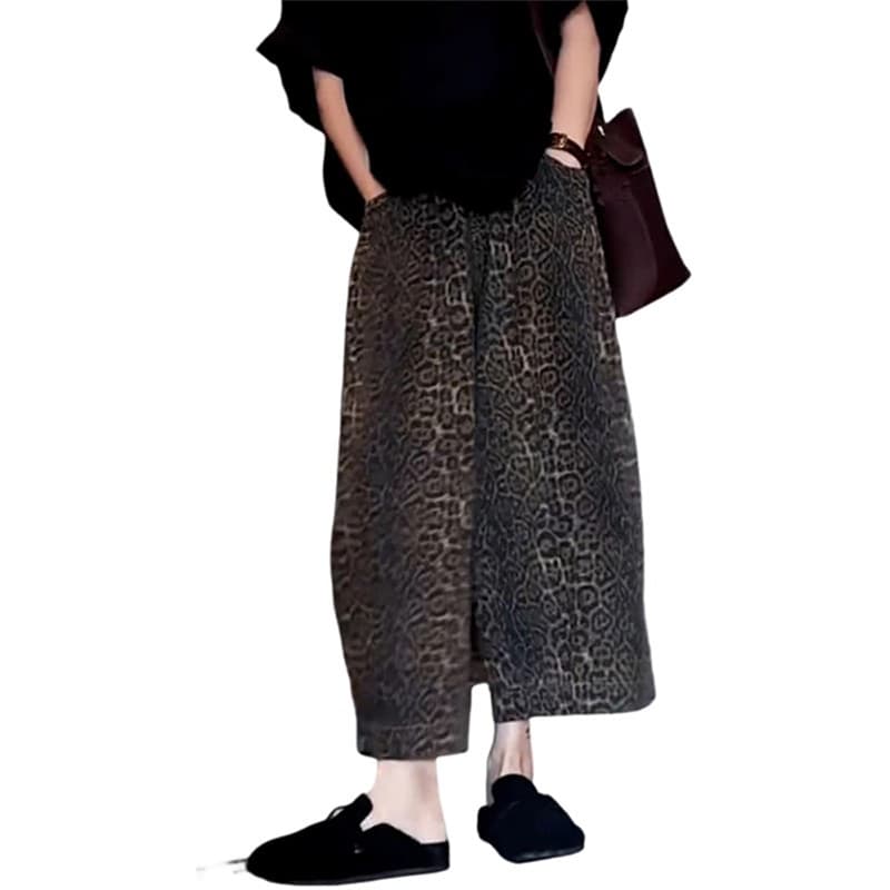 柄 パンツ アンティーク風豹柄パンツ