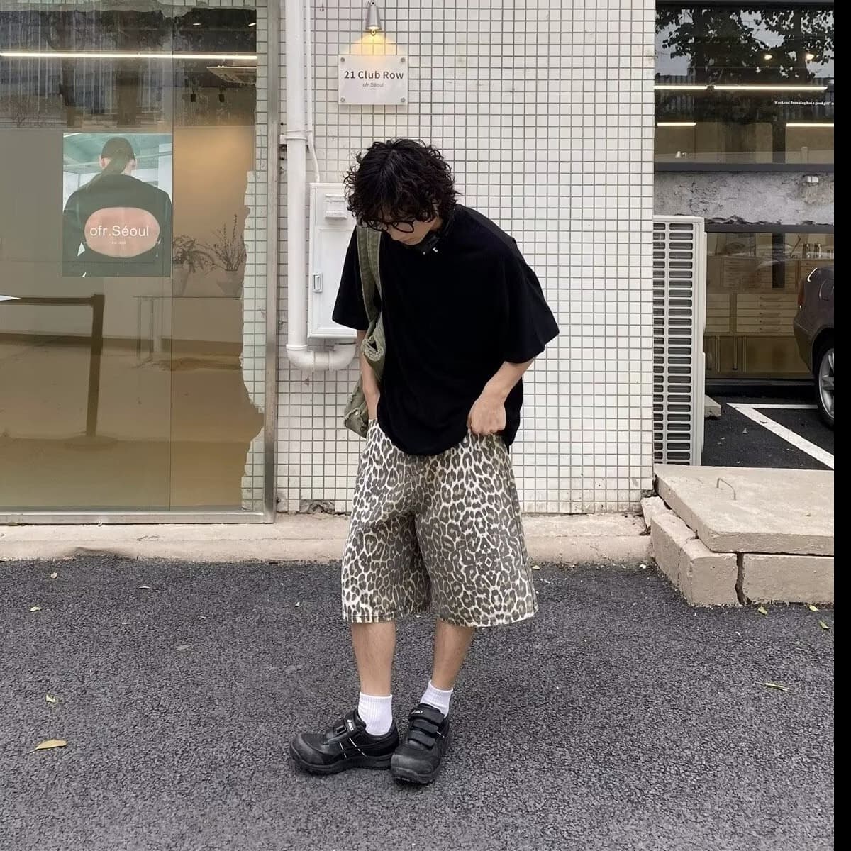柄 パンツ アーバン ヒョウ柄 ワイドパンツ