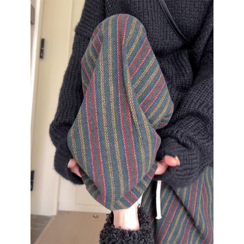 柄 パンツ こだわり織り ストライプ柄パンツ