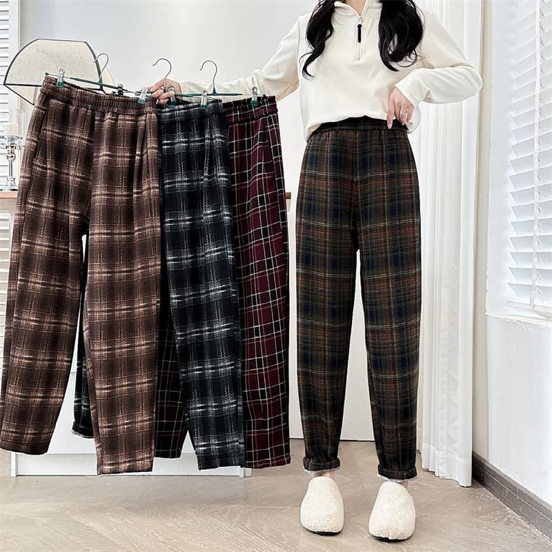 柄 パンツ あったか感たっぷり格子柄パンツ