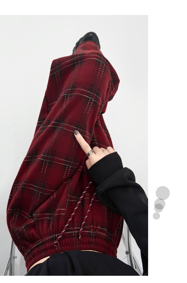 柄 パンツ ウール混チェック柄ワイドパンツ