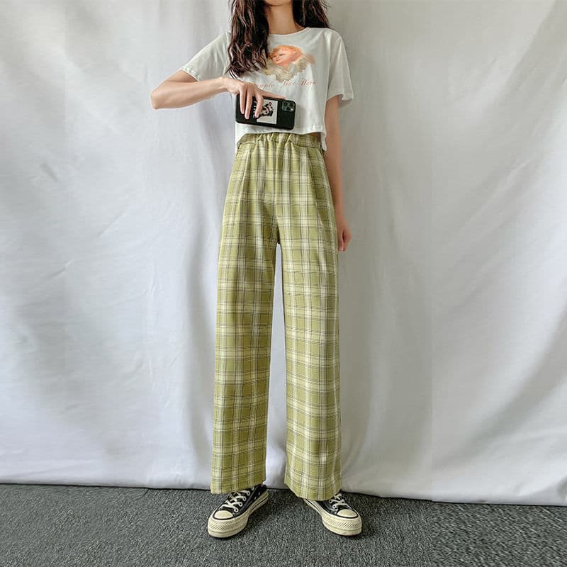 柄 パンツ もこもこ裏起毛チェックパンツ