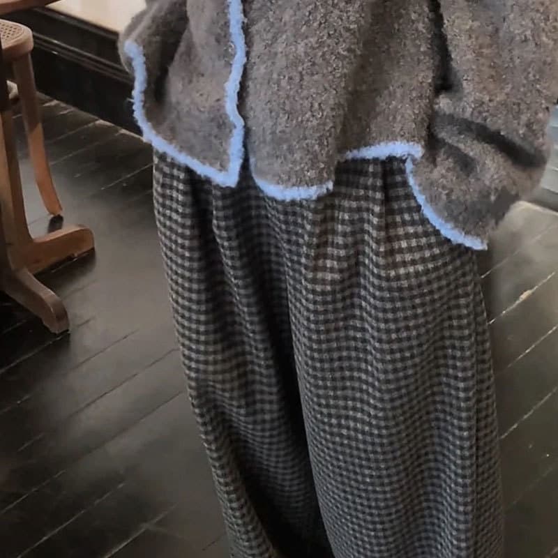 柄 パンツ ふんわりギンガムチェックパンツ
