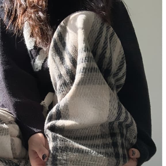 柄 パンツ ビッグシルエットチェック柄パンツ