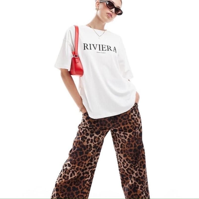 柄 パンツ 豪華ヒョウ柄デザインストレートパンツ