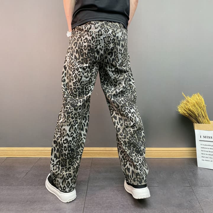 柄 パンツ 豹柄カーゴパンツ レオパードワイド