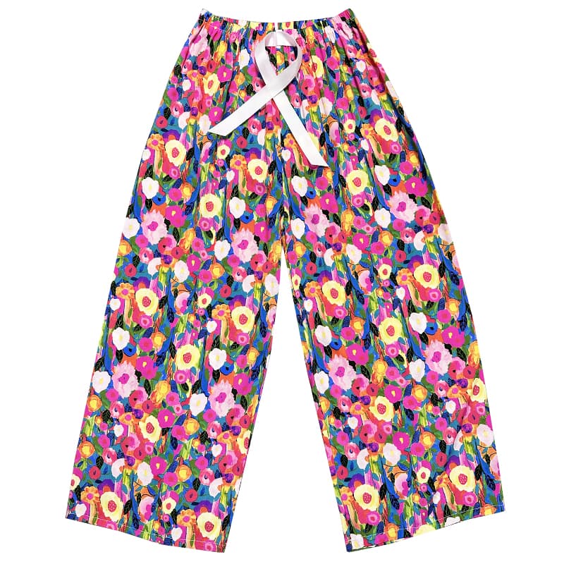 柄 パンツ 涼やか花園パジャマパンツ