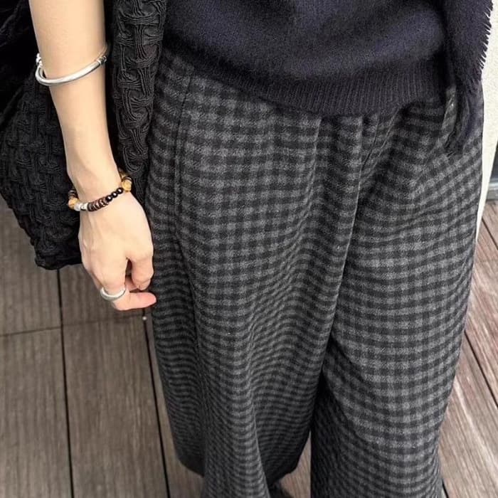 柄 パンツ あったか裏起毛チェック柄パンツ