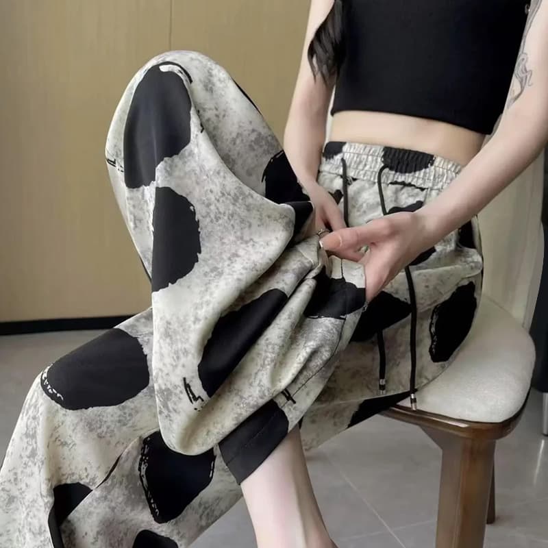 柄 パンツ 大胆水玉ワイドパンツ