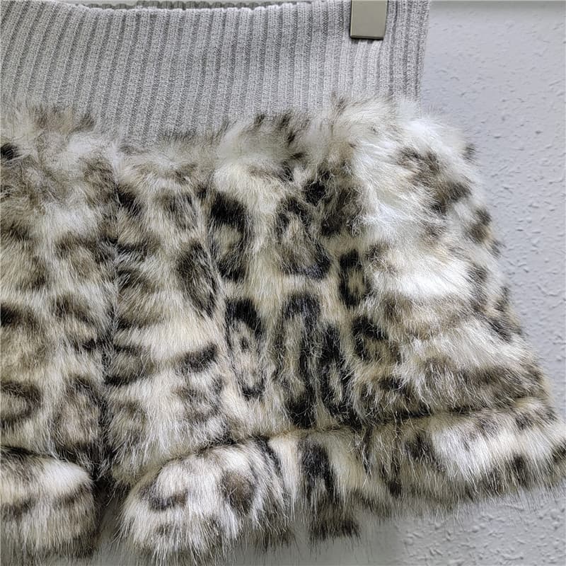 柄 パンツ もこもこヒョウ柄ショートパンツ