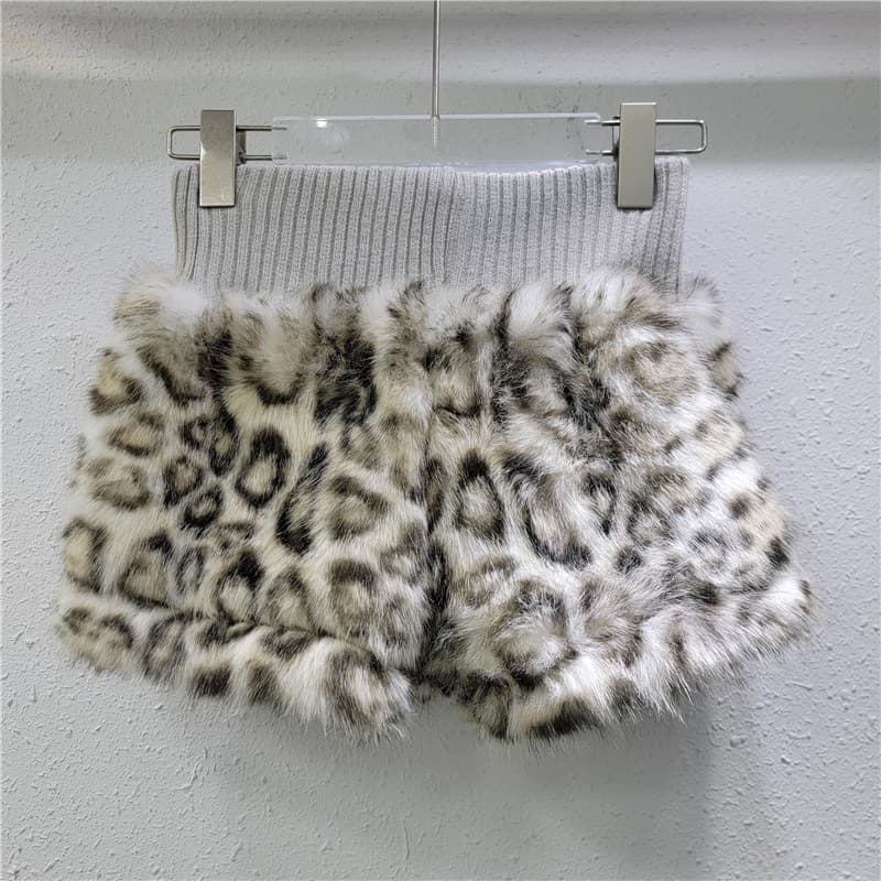柄 パンツ もこもこヒョウ柄ショートパンツ