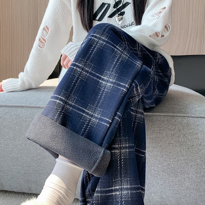 柄 パンツ ぬくもり格子柄パンツ