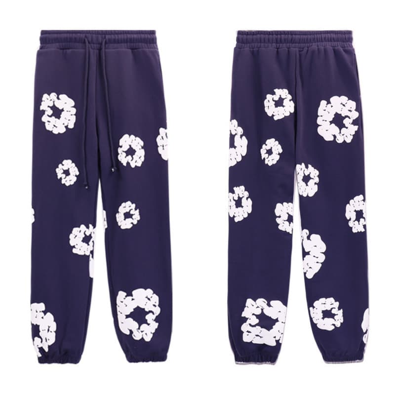 柄 パンツ 花輪モチーフスウェットパンツ