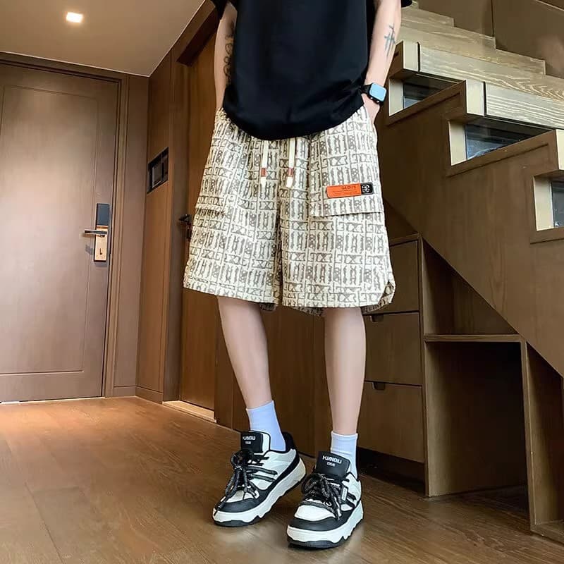 柄 パンツ 幾何学迷路ペイズリーハーフパンツ