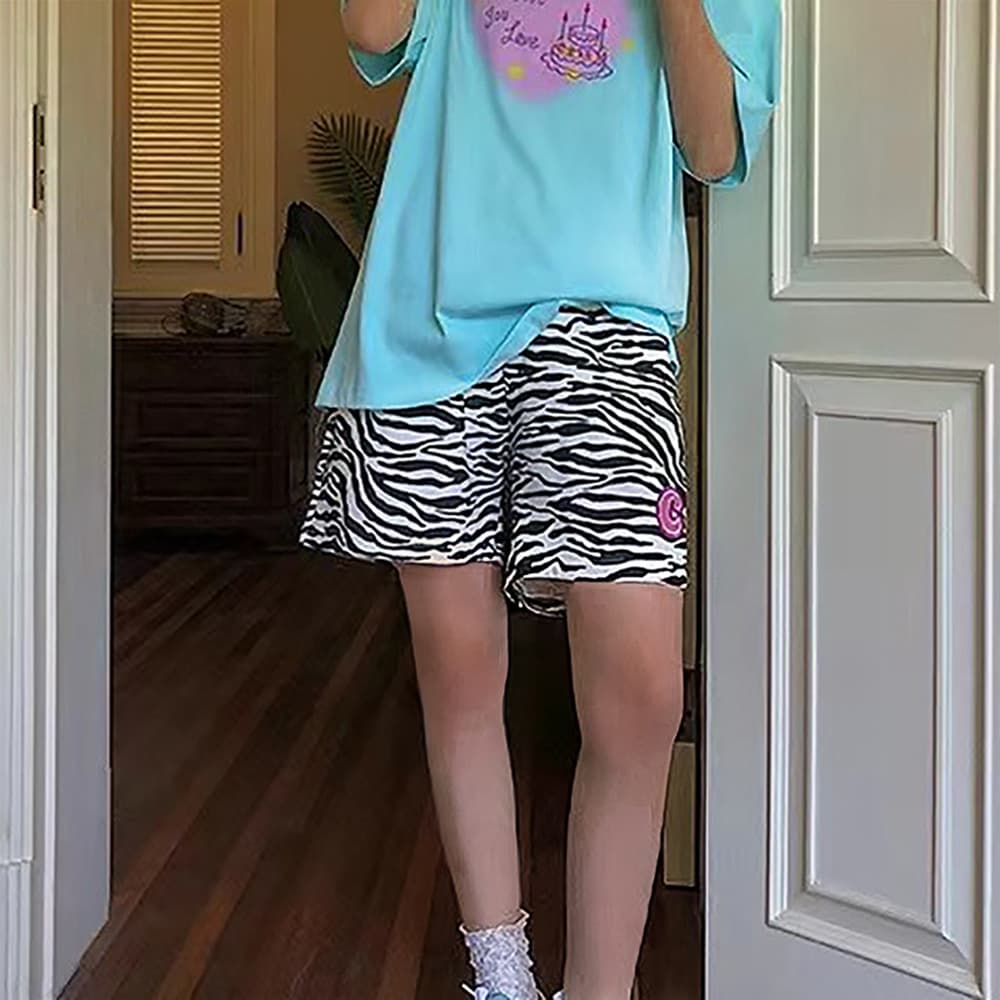柄 パンツ ユースフルゼブラ柄ショートパンツ