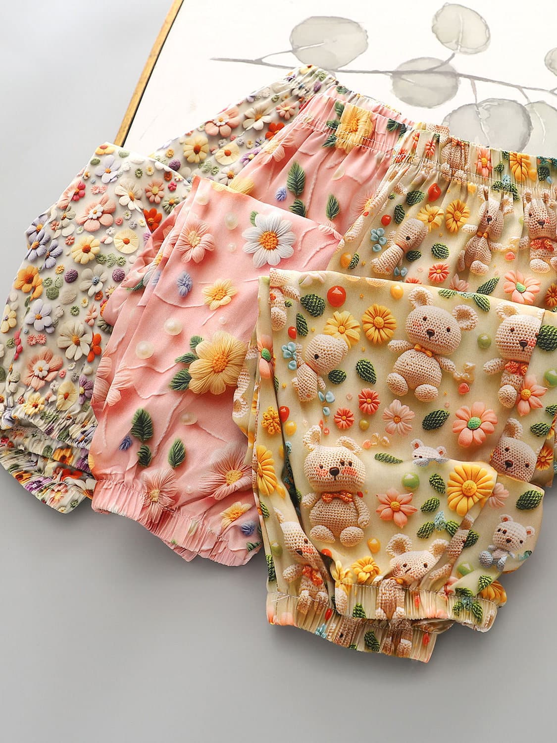 柄 パンツ 立体刺繍の花園ブルマパンツ