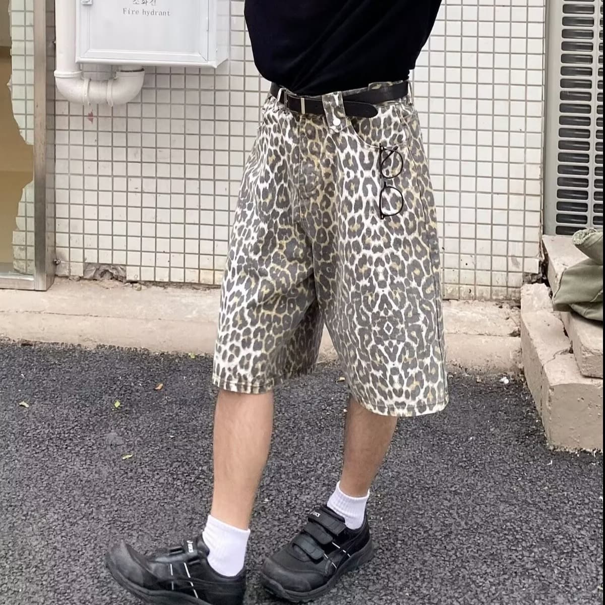 柄 パンツ アーバン ヒョウ柄 ワイドパンツ