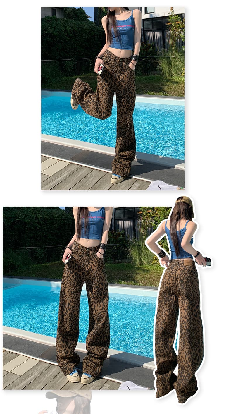 柄 パンツ 野性的なワイドシルエットパンツ