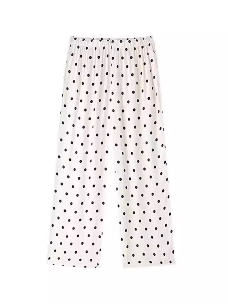 柄 パンツ 水玉模様のゆったりシルエットパンツ