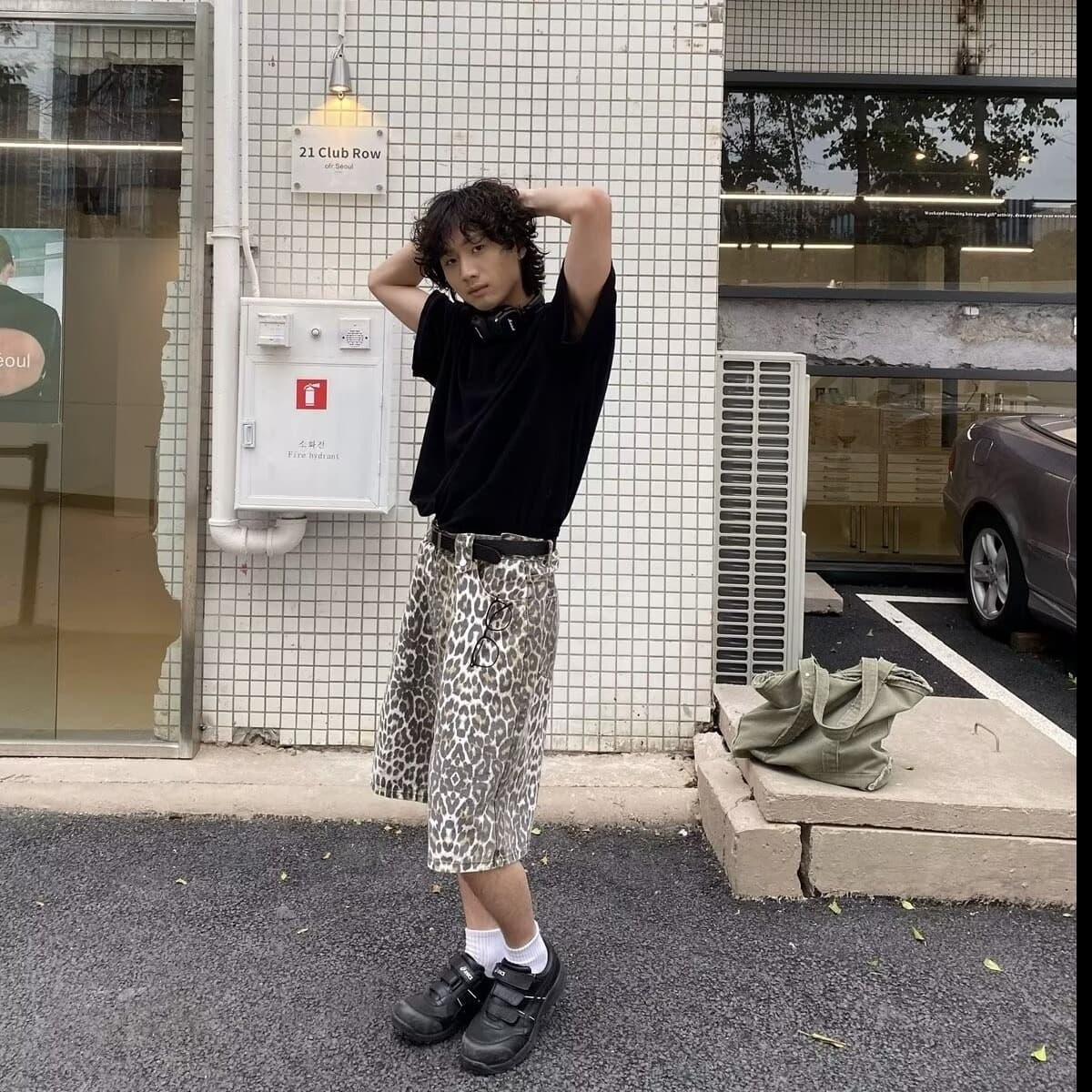 柄 パンツ アーバン ヒョウ柄 ワイドパンツ