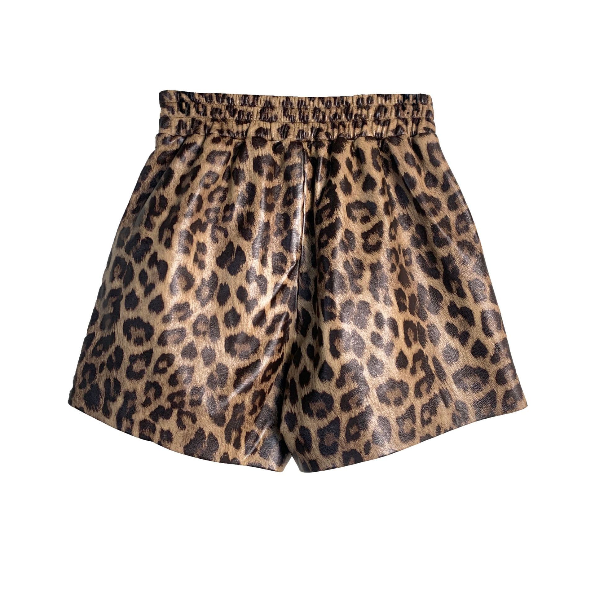 柄 パンツ レオパード柄ゴムウエストショートパンツ