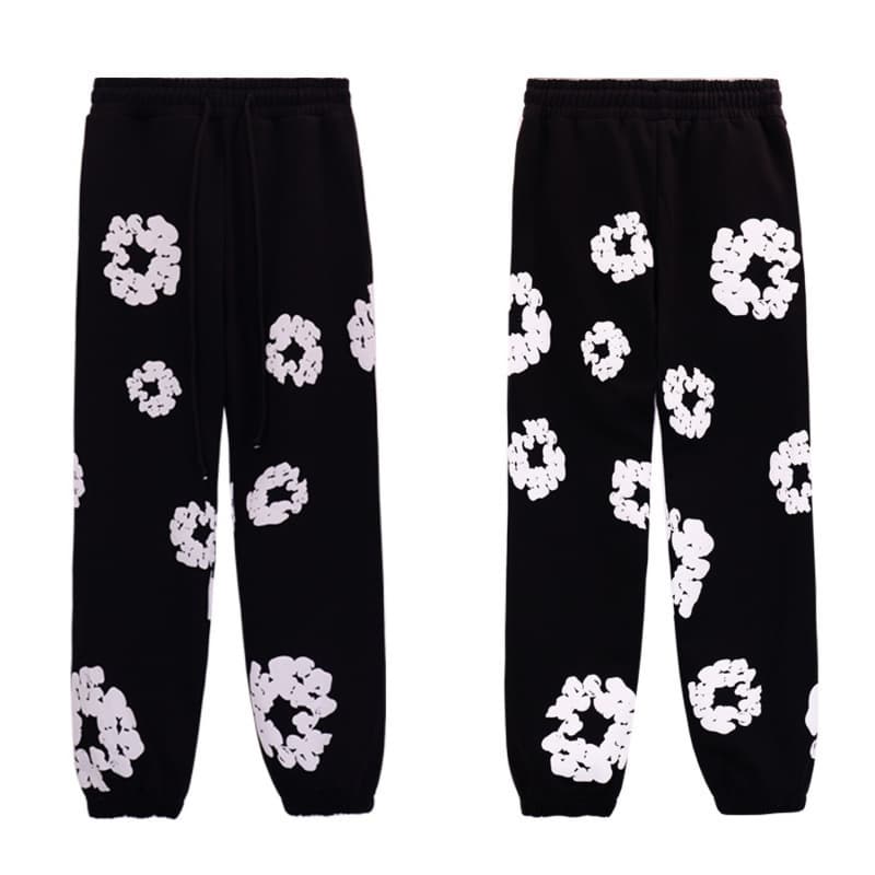 柄 パンツ 花輪モチーフスウェットパンツ