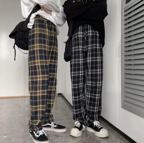 柄 パンツ メンズ チェック柄 ワイドパンツ ストリート系