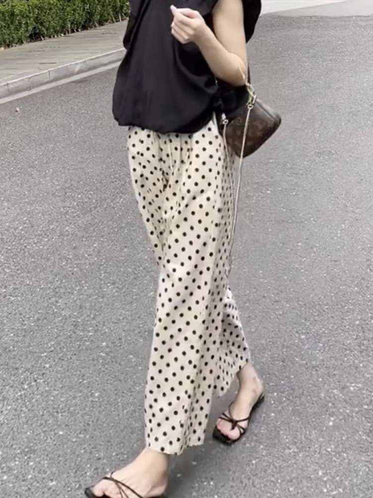 柄 パンツ シンプルドット柄パンツ