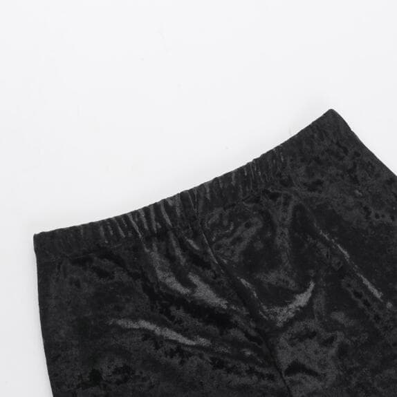 柄 パンツ 黒ベルベット赤十字架柄ハイウエストフレアパンツ