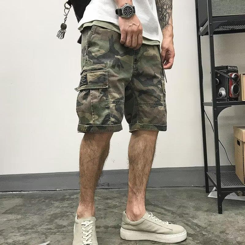 柄 パンツ 夏向けカーゴミリタリーショートパンツ