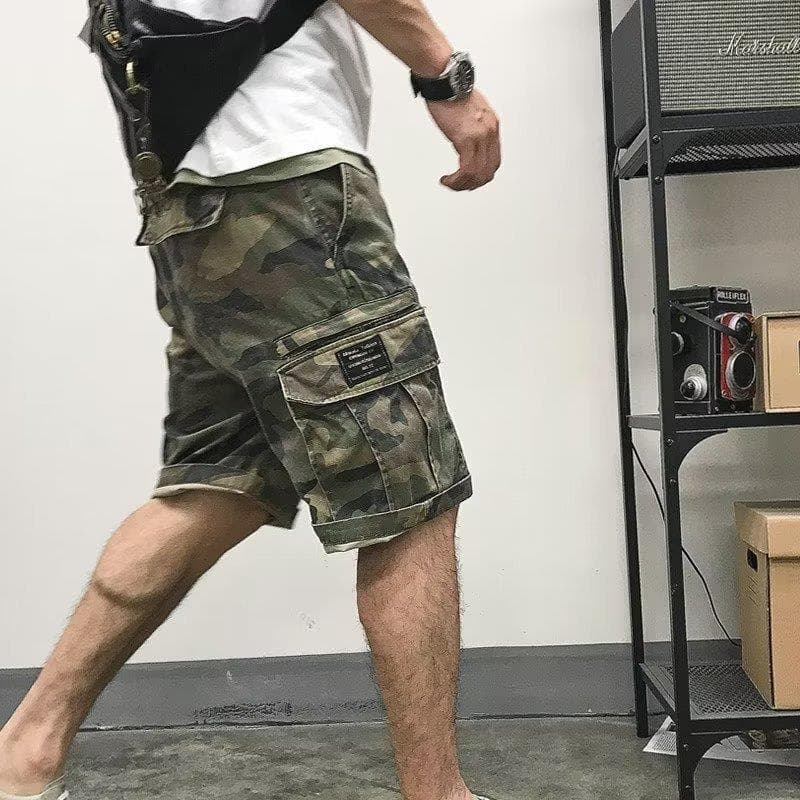 柄 パンツ 夏向けカーゴミリタリーショートパンツ