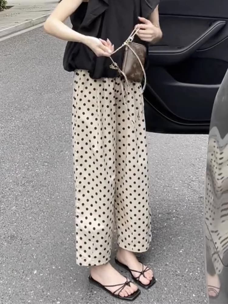 柄 パンツ シンプルドット柄パンツ