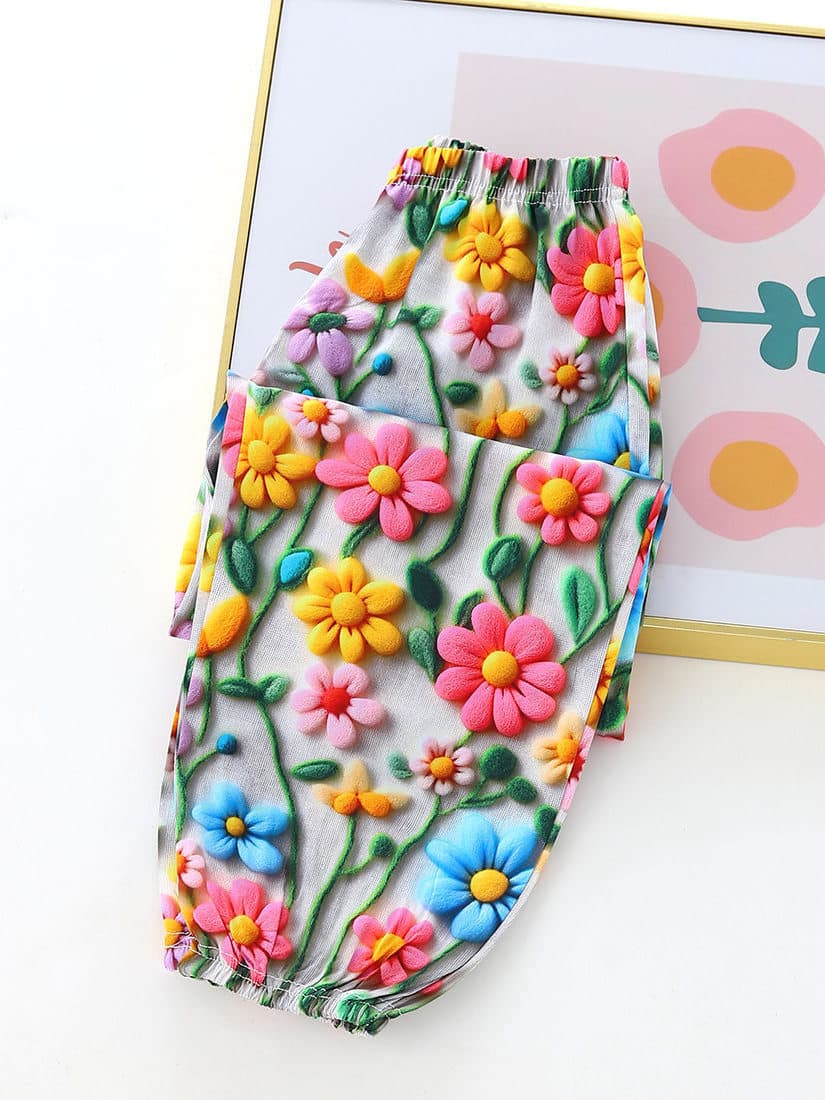 柄 パンツ 立体刺繍の花園ブルマパンツ