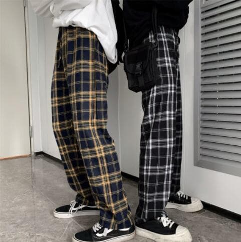 柄 パンツ メンズ チェック柄 ワイドパンツ ストリート系