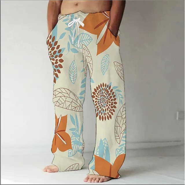 柄 パンツ 大胆な花柄デザインパンツ