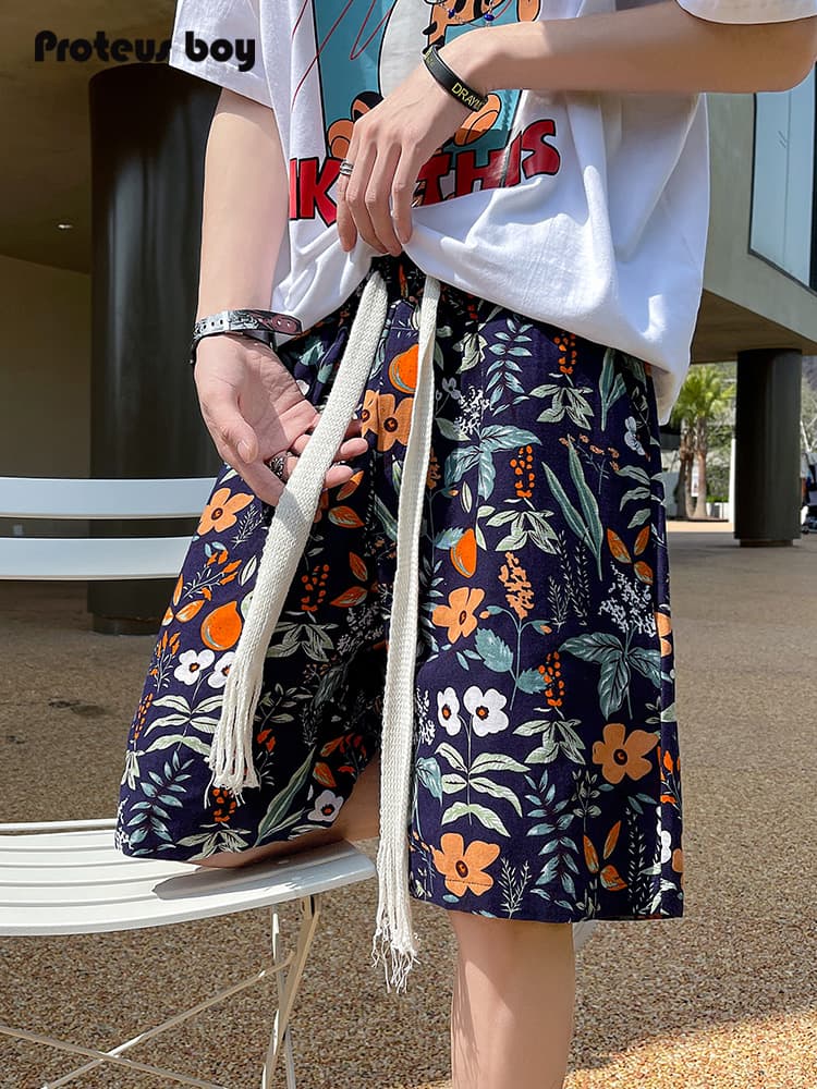 柄 パンツ 季節の花園ショートパンツ