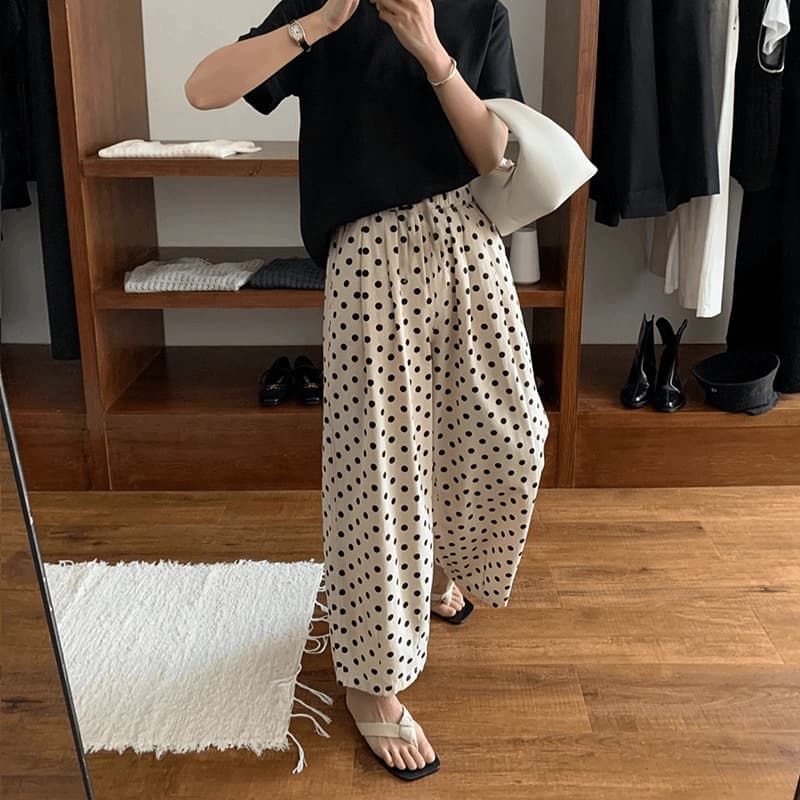 柄 パンツ なめらか水玉ドットリラクシングパンツ