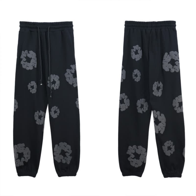 柄 パンツ 花輪モチーフスウェットパンツ