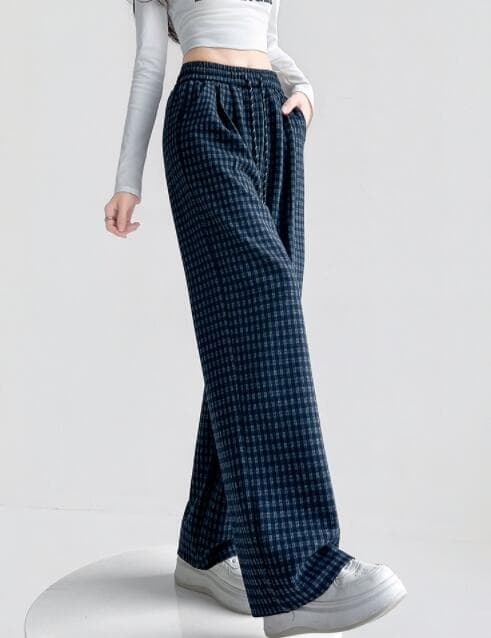 柄 パンツ レディース チェック柄 ワイドパンツ ゆったりシルエット