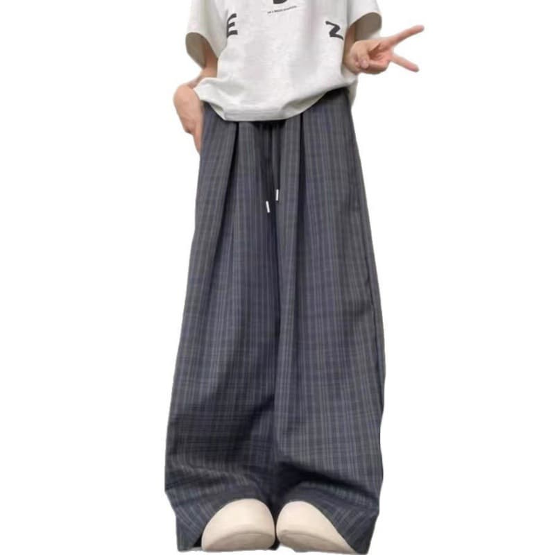 柄 パンツ 格子柄ワイドシルエットパンツ
