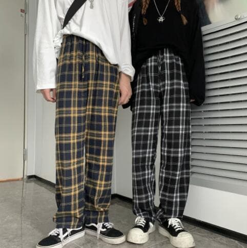 柄 パンツ メンズ チェック柄 ワイドパンツ ストリート系