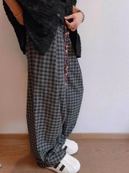 柄 パンツ 2025年春夏メンズチェック柄パンツヴィンテージ風