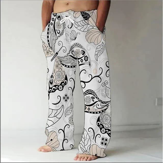 柄 パンツ 大胆な花柄デザインパンツ
