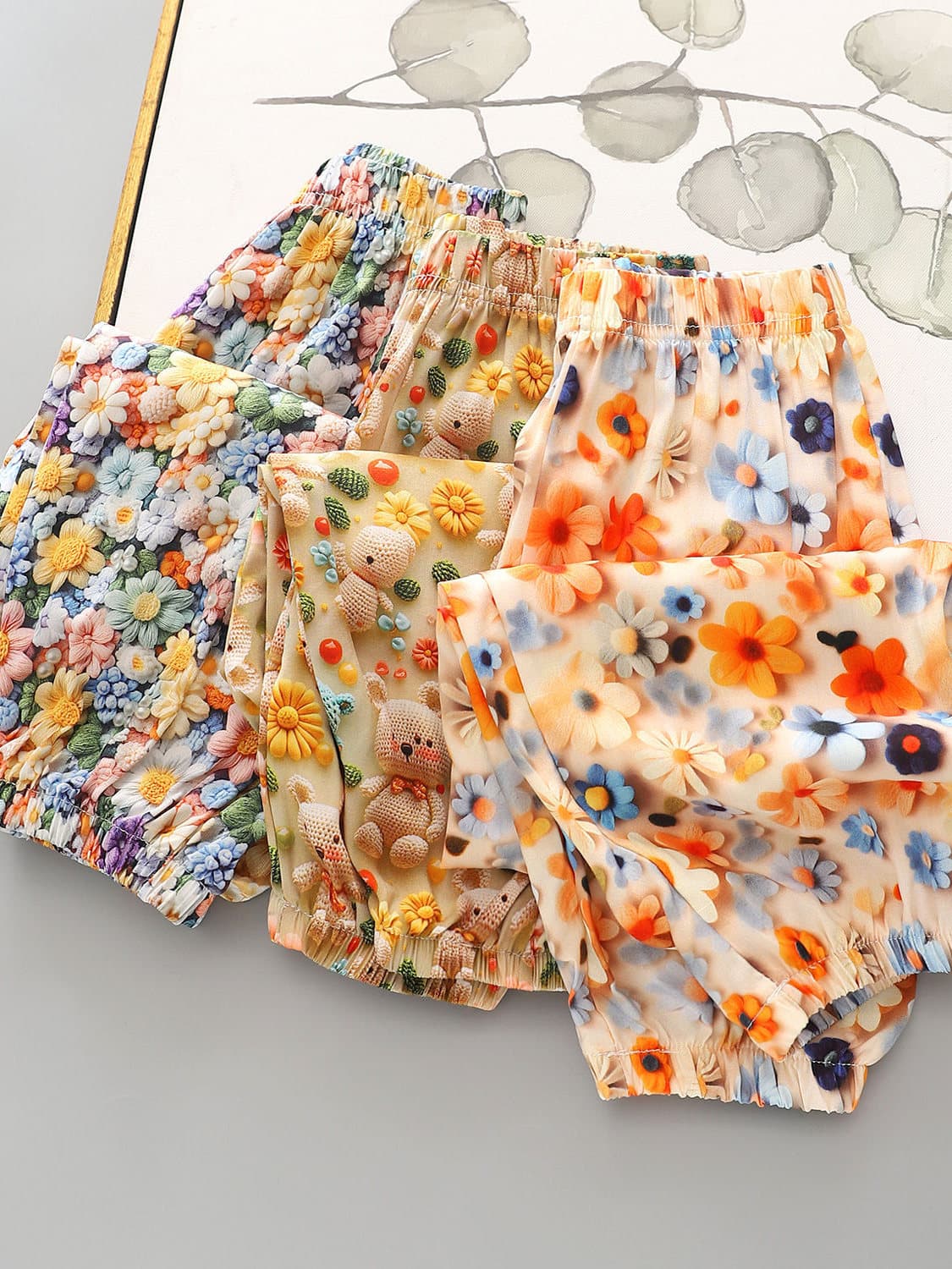柄 パンツ 立体刺繍の花園ブルマパンツ