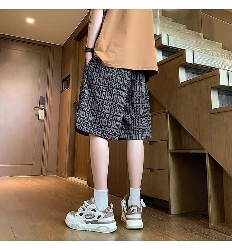 柄 パンツ 幾何学迷路ペイズリーハーフパンツ