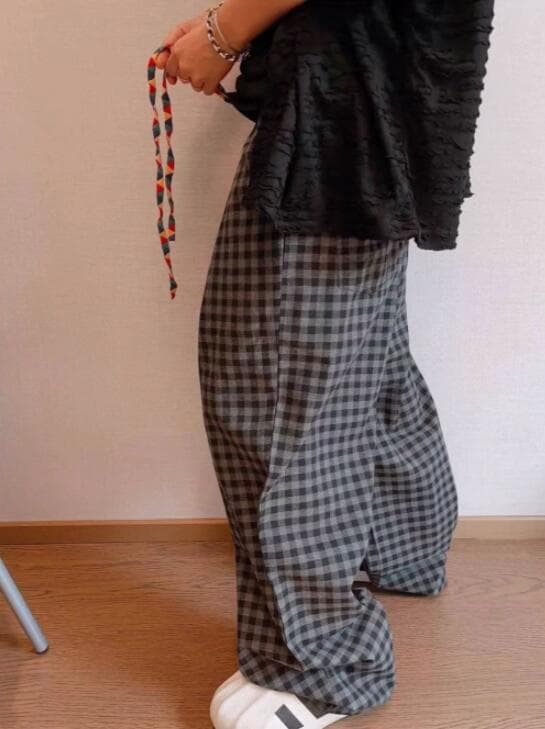 柄 パンツ 2025年春夏メンズチェック柄パンツヴィンテージ風