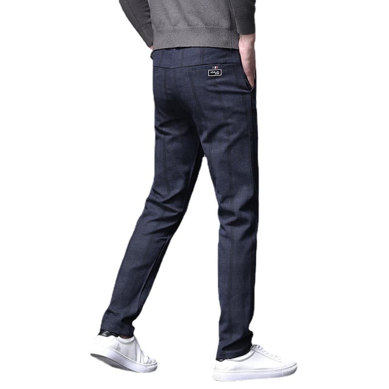 柄 パンツ すっきりシルエット チェックパンツ