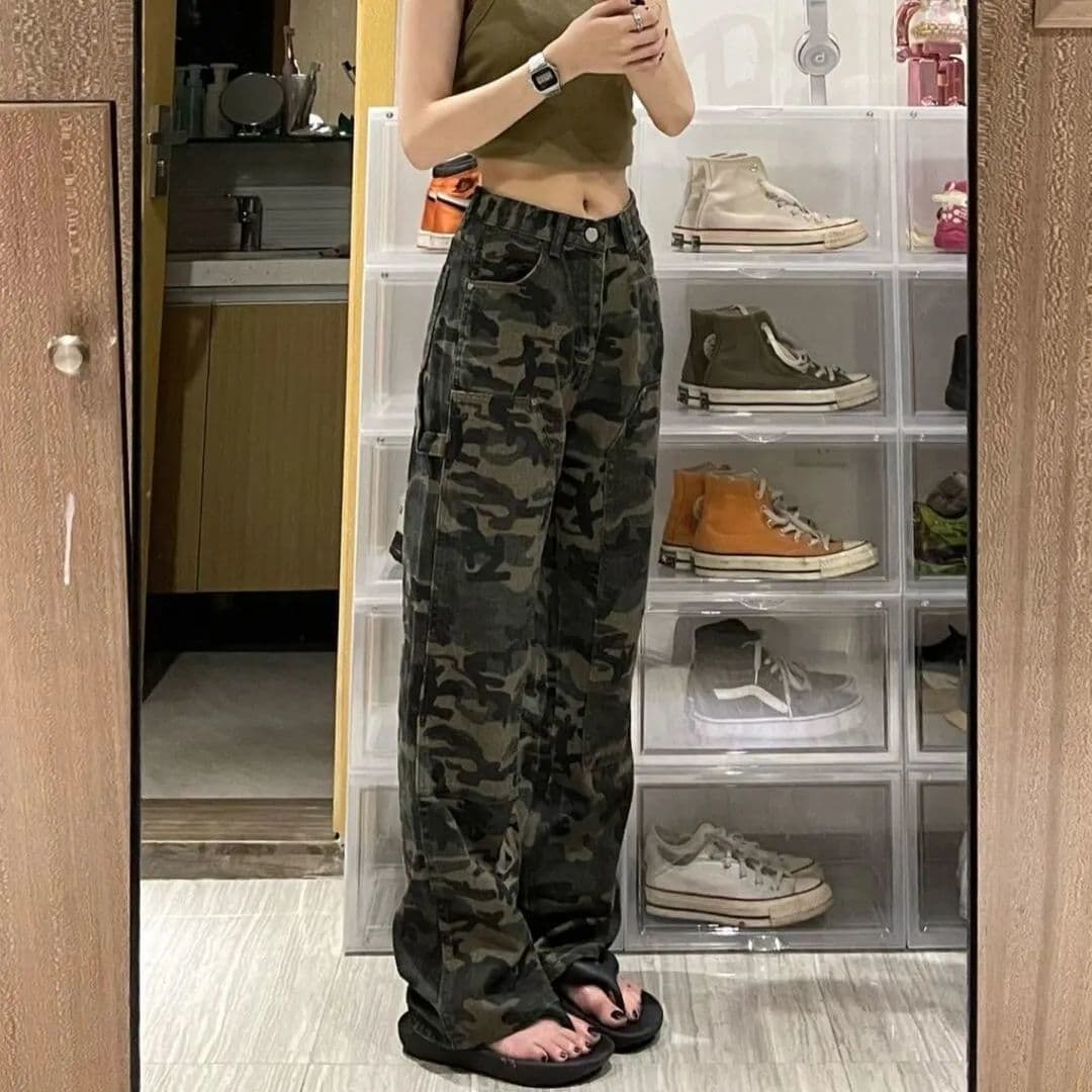 柄 パンツ ゆったりミリタリー柄パンツ