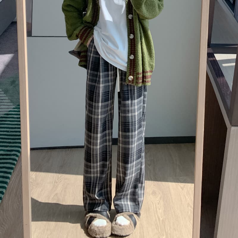 柄 パンツ やわらか チェック柄 あったかパンツ