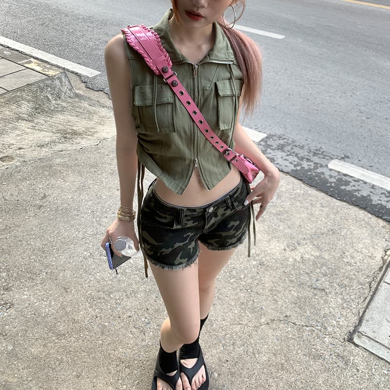 柄 パンツ 夏向け迷彩カジュアルショートパンツ